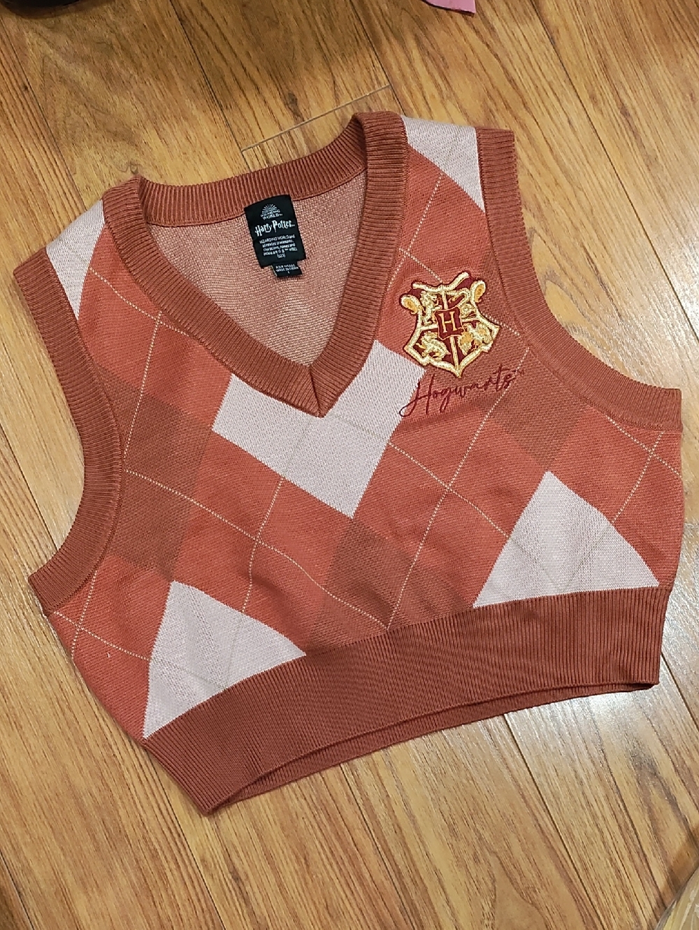 Harry Potter Hogwarts Knit Vest - Rust & Cream